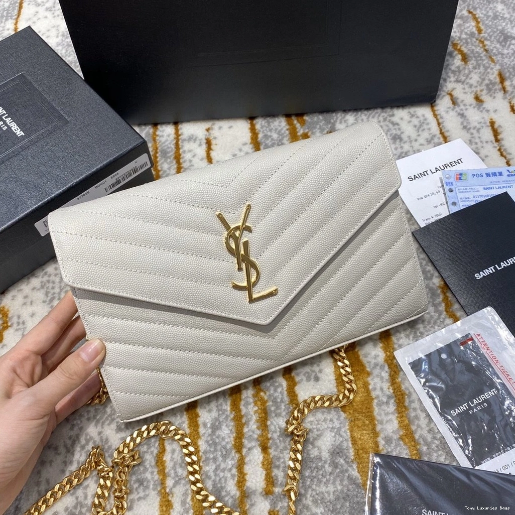 Tony Luxuries MATELASSÉ CASSANDRE YSL CHAIN WALLET 0708